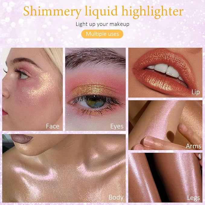 evpct Light Liquid Face Highlighter Makeup Waterproof Long Body Cheek