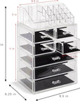 Sorbus Acrylic Makeup Organizer Set, 7-Drawer Vanity & Countertop Cosmetic Storage with Small & Wide Compartments, CLear Makeup Storage for Brushes, Jewelry – Holiday Gift for Women & Teens