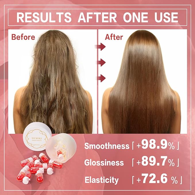 DEMIKI Hair Oil For Frizzy Hair With Coconut Oil - Hair Treatment For Dry Damaged Hair, Hair Perfume Oil For Curly Hair, Frizz Control Hair Care Products, Mini Bottles Hair Oil For Damaged Hair, 12pcs
