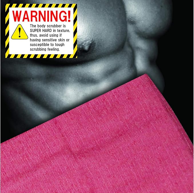 Extra Rough, Exfoliating Washcloth [Made in Japan] Exfoliating Towel Special Texture Makes Fluffy Foam Lather, Back Scrubber, Dead Skin Cell Remover [Loofah for Women and Men] (RD)