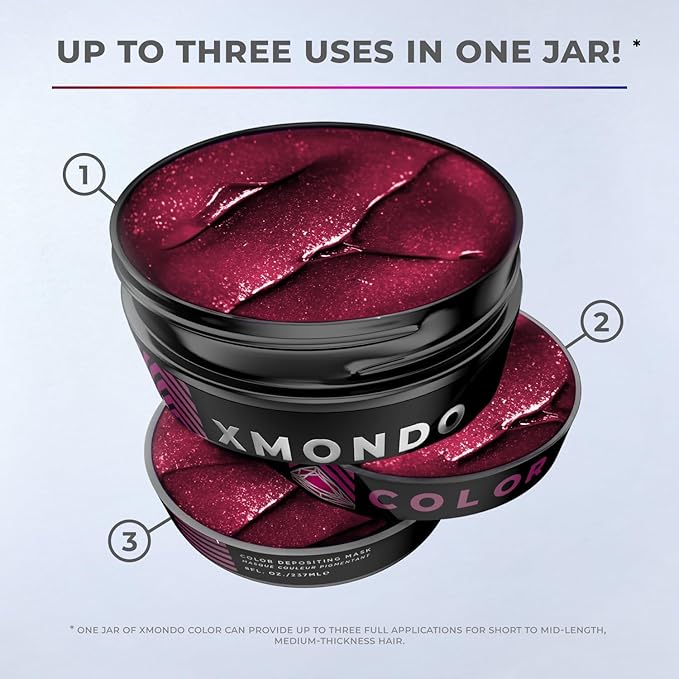 XMONDO Color Garnet Mask – Semi-Permanent Burgundy Dye with Bond Booster & Hyaluronic Acid, 8 oz
