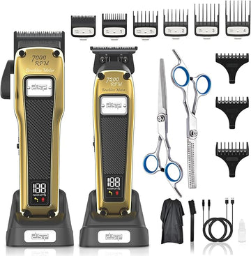 DSP Hair Clipper for Men Professional, BLDC Motor & DLC Coated Detachable Blade, Cordless Hair Trimmer Set for Barber with Charging Base, Men Hair Product Gift Set