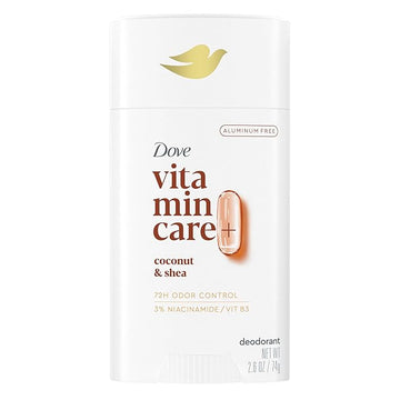 Dove VitaminCare+ Aluminum Free Deodorant Stick for 72H Odor Protection Coconut & Shea Breathable Deodorant for Women 2.6 oz