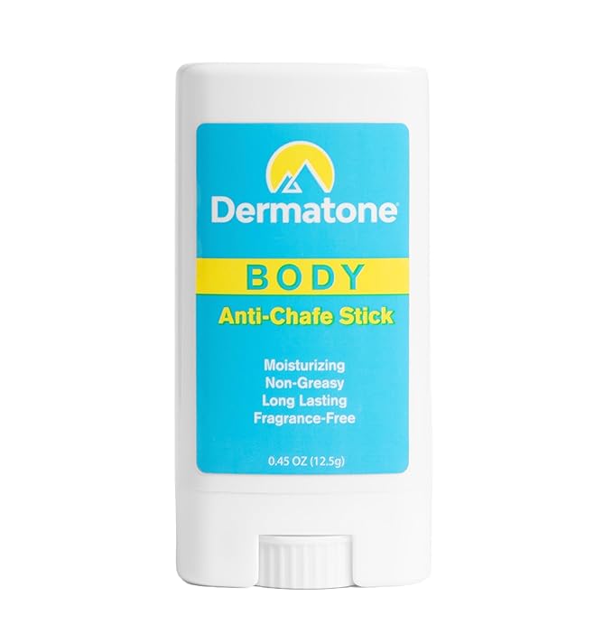 DERMATONE Travel Size Anti-Chafe Body Balm | Fragrance Free | Anti Chafing Stick | Pevent Friction & Skin Irritation | Long Lasting | Use for thigh, arm, chest, butt, ball chafing | Small .5oz Stick