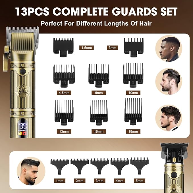 Hair Clippers for Men Set Cordless,Mens Beard Trimmer,Nose Trimmer,Foil Shavers for Men,Professional Barber Clippers for Hair Cutting,for Nose,Body,Beard Grooming & LED Display,Travel Case