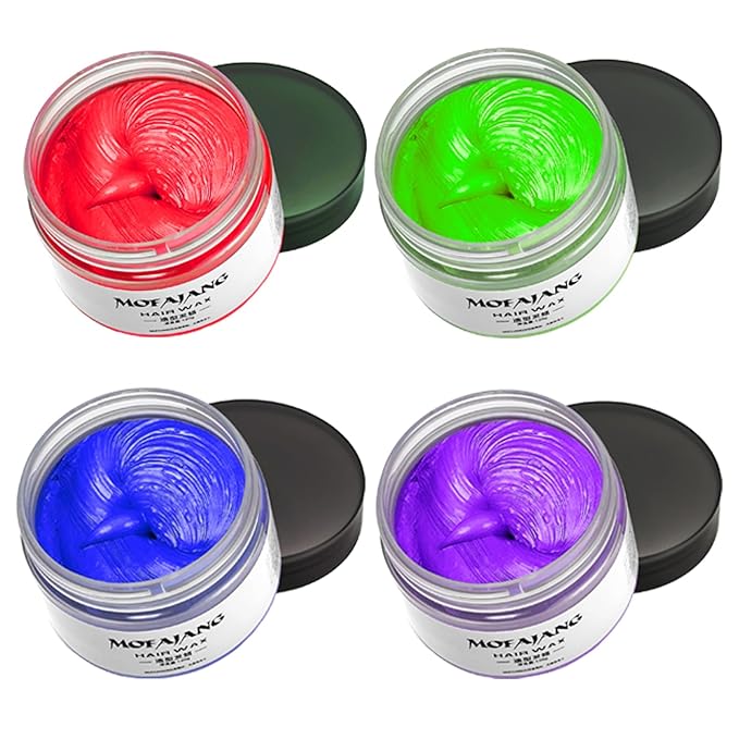 Temporary Hair Color Chalk For Kids, Hair Wax Color For 4 5 6 7 8 9 Year Old Girl Gifts, Birthday,Party, Cosplay DIY, Children's Day, Halloween, Christmas (4, Red Blue Purple Green)