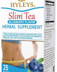 Hyleys Slim Tea Blueberry Flavor - Weight Loss Herbal Supplement Cleanse and Detox - 25 Tea Bags (6 Pack)