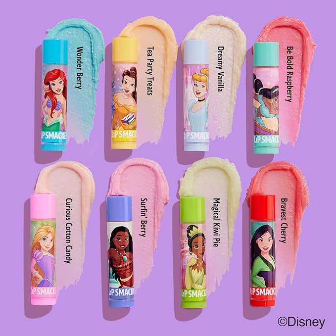 Lip Smacker Disney Princess Flavored Lip Balm Party Pack 8 Count, Clear, For Kids