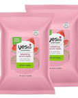 Yes To Face Wipes for Women and Men, Refreshing Facial Cleansing Wipes for use as a Make Up Remover, Cleaning, Soothing, Watermelon (Pack of 2)