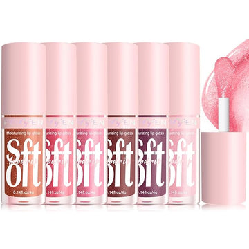 6 PCS Hydrating Lip Oil, Big Brush Head Lip Glaze Shiny Transparent Lip Glow Oil, Nourishing & Non-sticky Long Lasting Fresh Clear Smooth Lip Care Plumping Lip Oil (SET A)