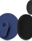INNERNEED Food Grade Silicone Body Scrubber Gentle Exfoliating Brush for Women Men Deep Clean for All Skin Types, More Hygienic and Well Lather (Black+Dark Blue)