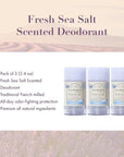 A La Maison Fresh Sea Salt Aluminum Free Deodorant for Women and Men - Natural Deodorant (3 Stick Bulk Pack)