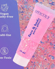 MEICOLY Chameleon Baby Pink Body Glitter,Pink Turn to Purple Face Glitter Paint,Color Changing Mermaid Face Glitter Gel for Halloween,Chunky Glitter for Face Body Hair,Festival Party Glitter Makeup