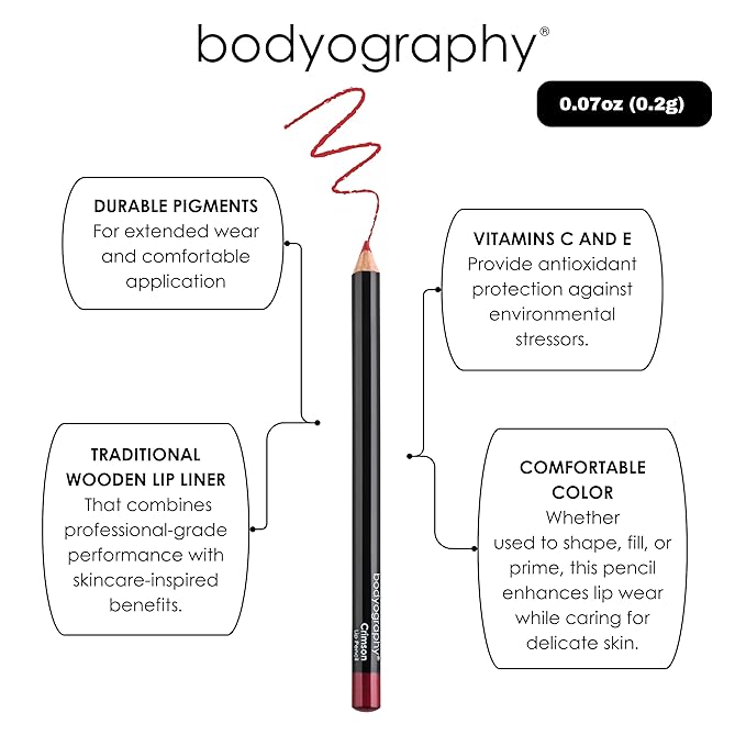Bodyography Barely There Lip Pencil | Lip Liner Pencil with Coconut Oil, Vitamin E & C | Long-Lasting, Matte Liner for Definition & Color | Makeup Essential for Smooth Lip Contour
