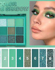 evpct 9 Colors Teal Eyeshadow Palette, Turquoise Cyan Light Blue Dark Green Glitter Metallic Shimmer Sparkly Eye Shadow Palette Makeup for Older Women Blue Eyes, Waterproof Highly Pigmented Eyeshadow