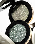 MAKE Beauty Multi-Chromatic Eye Shadow. Metal Reflecting Luminous Foil Finish Creamy, Buildable, Dimensional Long-wear, Crease-proof Powder Eyeshadow, Multichrome Shade - Gravitational, Olive Green