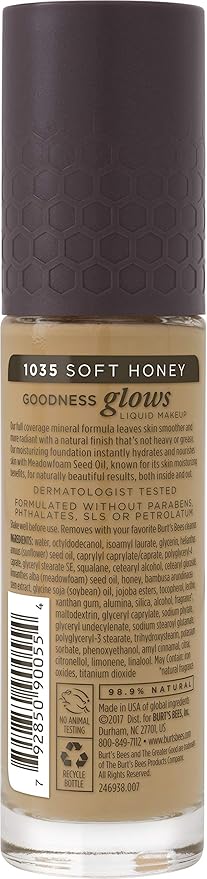 Burts Bees Goodness Glows Liquid Makeup, Soft Honey - 1.0 Ounce (Pack of 2)
