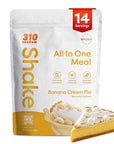 310 Nutrition All-in-One Plant-Based Meal Replacement Shake - High-Fiber Protein with Probiotics, Digestive Enzymes & Adaptogens - Vegan, Low Carb, Keto-Friendly Superfood Blend - Banana Cream Pie - 14 Servings