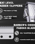 FADEKING® Professional Hair Clippers for Men - Cordless Hair Clippers, LCD Display Barber Clippers for Hair Cutting & Mens Grooming with Travel Case(Silver+Black)