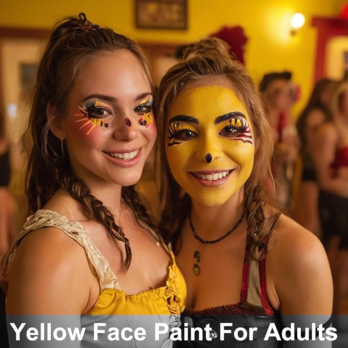 MEICOLY Yellow Face Paint Stick for Halloween SFX Lion Tiger Cosplay Makeup,Yellow Body Paint Stick for Field Day,Face Painting for Adults Kids,Waterproof Eye Black Baseball Softball Football Lacrosse