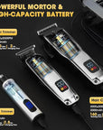 Hair Clippers for Men,4 in 1 Professional Hair Clippers T-Blade Trimmer Electric Foil Shaver Nose Hair Trimmer Set,Cordless Barber Hair Cutting Men’s Grooming Kit LCD Display Gifts (Silver)