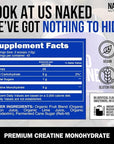 Naked Pure Micronized Lemon Lime Creatine Monohydrate - 42 Servings - 500 Grams, 1.1Lb Bulk, Vegan, Non-GMO, Gluten Free, Soy Free. Aid Strength Gains, No Artificial Ingredients Creatine