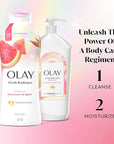 Olay Body Wash for Women, Fresh Radiance, Refreshing & Renewing, Made with Plant Based Cleansers, B3 Botanical Complex, For All Skin Types, Watermelon & Agave Scent, 22 fl oz (Pack of 4)