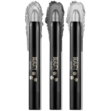 Boobeen 3PCS Cream Eyeshadow Pencil Crayon Waterproof Brightener Stick Shimmer Pen Create Glitter Eye Makeup, Easy to Use
