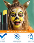 MEICOLY Yellow Face Paint Stick for Halloween SFX Lion Tiger Cosplay Makeup,Yellow Body Paint Stick for Field Day,Face Painting for Adults Kids,Waterproof Eye Black Baseball Softball Football Lacrosse