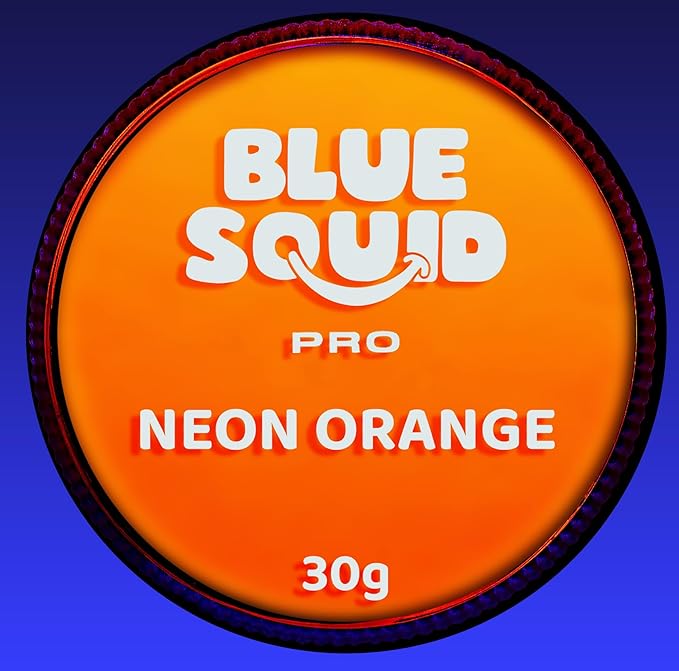Blue Squid Face Paint Water Based Single Cake Professional Face Paint & Body Paint - Water Activated, Kids Adults Face Painting for Costume, Halloween Makeup, Cosplay - Neon Orange Face Paint 30g