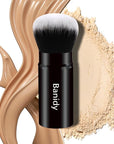 Makeup Brush Kabuki Face Brushes Retractable Travel Blush Brush Portable Flawless for Foundation, Powder Blush, Bronzer, Buffing, Liquid, Cream, Cruelty Free with Cover(Round-Head)