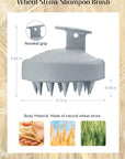 HEETA Scalp Massager Hair Growth, Soft Silicone Scalp Scrubber Shampoo Brush for Exfoliation, Dandruff Removal & Head Massage Stress Relax, Wet & Dry Use for Thick, Thin Hair Care, Wheat Straw Grey