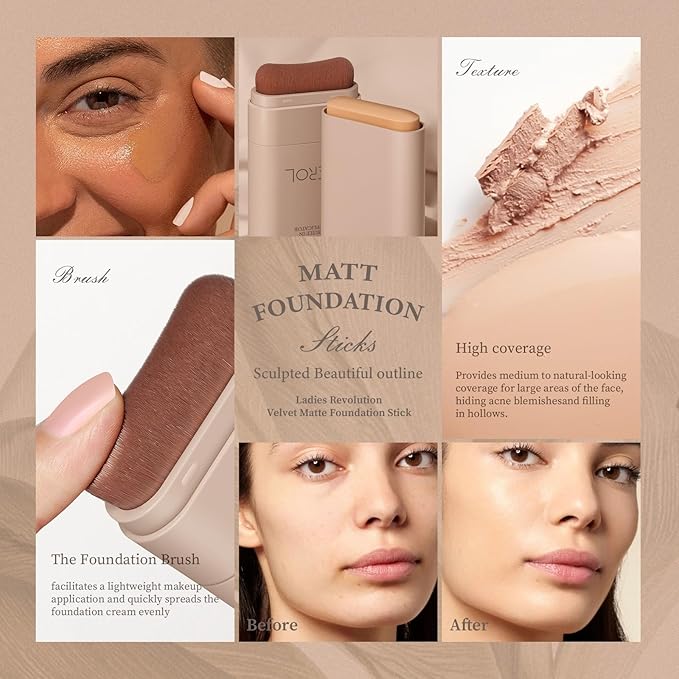 Foundation Stick, Multi-Use Foundation Stick Makeup with Built-In