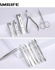 FAMILIFE Manicure Set, Nail Professional Kit Manicure Kits Nail Clipper Sets, 13PCS Stainless Steel Pedicure Sets Mens Grooming Tool, with Brown Leather Travel Case for Men