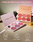 Matte Face Blush Palette with Brush-6 Colors Pink Purple Silky Mineral Blendable Blusher Contour Powder for Cheeks,Longlasting Facial Beauty Cosmetic,Mother's Day Makeup Gift for Women Girl-Set 01