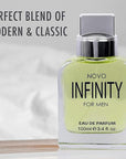 NovoGlow Novo Infinity for Men- 3.4 Fluid Ounce Eau De Parfum Spray for Men - Refreshing Citrusy & Floral Top Notes Smell Fresh All Day Long Lovely Gift Occasions