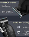 KEMEI Professional Hair Clipper and Trimmers Set, Cordless Barber Clippers, Beard Trimmer, Electric Foil Shaver with Replacement Heads, KM-2299, KM-2296, KM-1102
