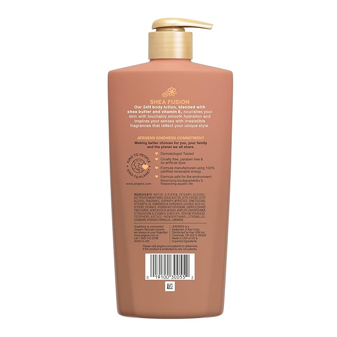 Jergens Shea Fusion Warm Amber Body Lotion, Moisturizer with Shea Butter & Vitamin E, 14 Fl Oz