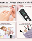 Cordless Electric Nail File Set, Professional Manicure Pedicure Kit with Memory Modes, 10 Speed Portable Nail Drill Machine, Pedicure Tools for feet, Hand Foot Care Tool for Thick Nail Toenail Cuticle