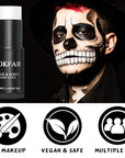 White Face Body Paint Stick, Eye Black Stick for Sports, Waterproof Full-Coverage White Foundation Face Makeup for Halloween Zombie Clown Vampire Skeleton Skull Joker Goth Cosplay Makeup