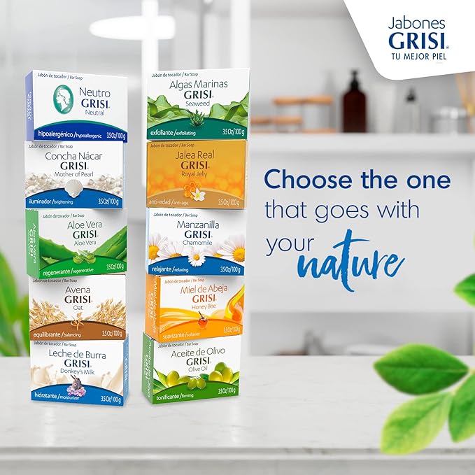 Grisi Seaweed Soap, Cleansing and Exfoliating Soap with Seaweed, Helps you Unclog Pores, Stimulate Circulation, Eliminates Toxins, Firming Benefits, 6-Pack of 3.5 Oz Each Soap, 6 Soaps