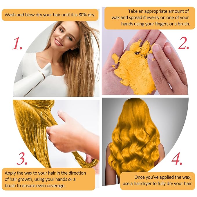 Gold Temporary Hair Color Wax, Golden Instant Natural Hairstyle Cream Dye, Blonde Washable Styling Pomadesfor Men Girls Women Youth, Disposable Coloring Mud for Party Cosplay DIY Halloween