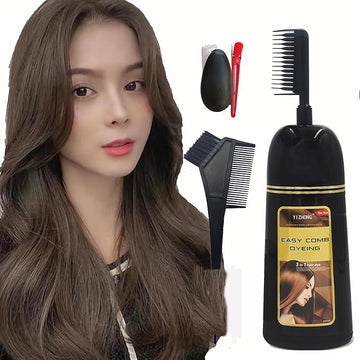 Hair Dye Shampoo Dark Brown Permanent YIZHONG Hair Color For 100% Gray Coverage Women Men Dark Easy Comb Dyeing (Dark Ash Blonde)