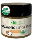 Earth's Daughter Organic Coconut Lip Scrub 0.7 oz - USDA Organic, Fair Trade, Sugar, Jojoba Oil, Beeswax, Coconut Oil, Calendula Extract