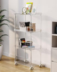 AQUIVER Acrylic Slim Storage Cart - 4 Tiers Narrow Rolling Cart - Utility Cart for Kitchen, Bathroom, Living Room, Laundry - 15.6 '' L x 10.2 '' W x 33.9 '' H