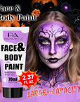 Light Purple Face Paint 70ml Large Tube, Water-Based Washable Body Paint for Halloween SFX Cosplay Makeup, Non-Toxic High-Pigment Face Body Paint for Adults Cosplay , Theater, Costume Events