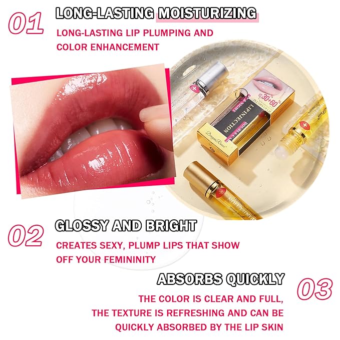 2PCS Plumping Lip Oil Set,Hydrating Lip