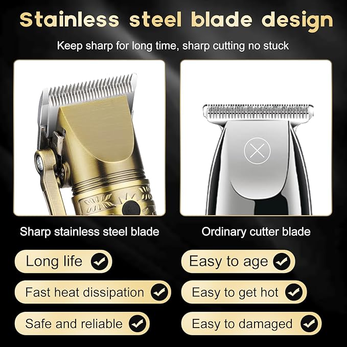 Hair Clippers for Man T-Blade Trimmer Nose Hair Trimmer Electric Shaver Set, Professional Metal Body Barber Clippers Set for Haircut, Men’s Grooming Kit with LCD Display, Ideal Gift for Him