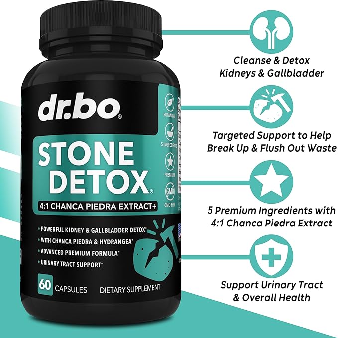 Stone Breaker Chanca Piedra Capsules - Stone Detox for Kidney Cleanse Detox, Gallbladder Formula with Hydrangea Root - Natural Gallstones Kidney Stones Dissolver Gallbladder Flush Pills - 60 Capsules