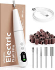 Electric Nail Drill Kit Professional - 9 Speed Cordless Electric Nail File with LED Display, Portable Nail Drill Machine for Acrylic Gel Nails, Hand Feet Trimmer Buffer Tool for Women Men Baby White